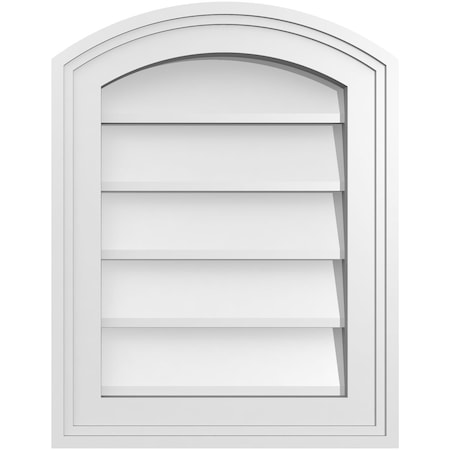 Ekena Millwork Arch Top Surface Mount PVC Gable Vent: Functional, w/ 2"W x 1-1/2"P Brickmould Frame, 14"W x 18"H GVPAR14X1802SF